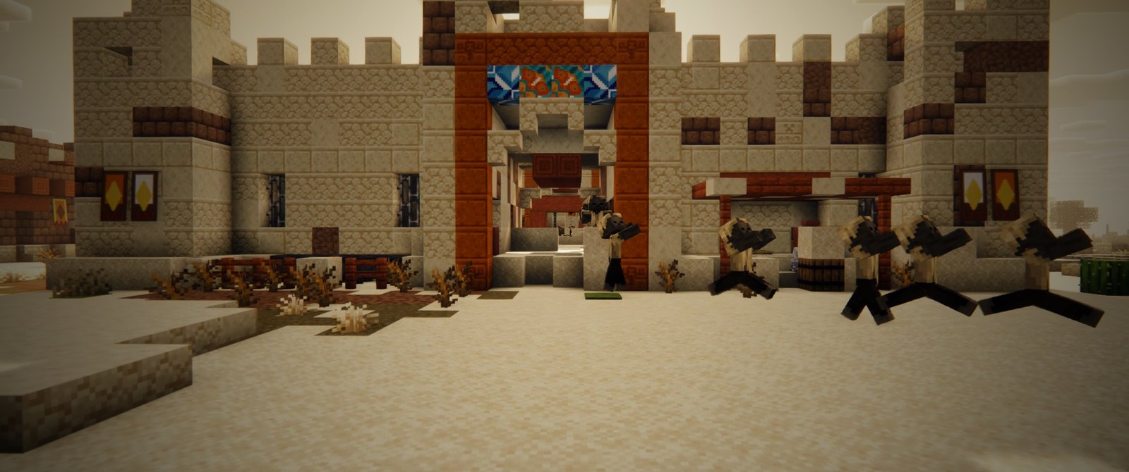 Husks pour out of a caravanserai's gate