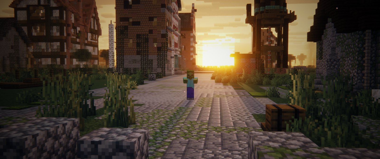 One of the dead comes up an empty street at sundown