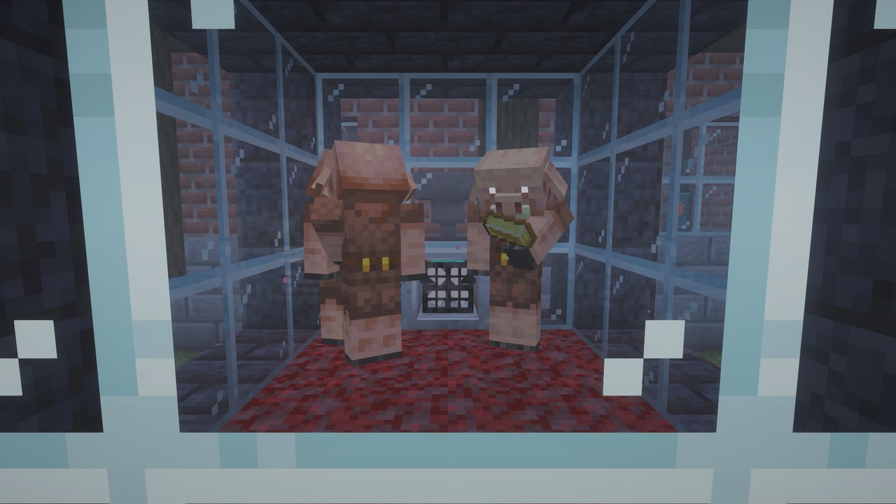 Piglins admiring gold in a room of the Nether's air