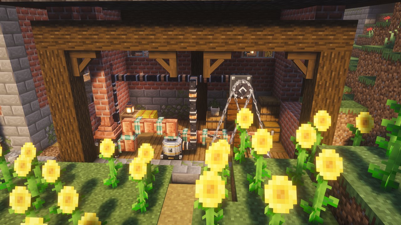 The engine shed in the sunflower field: Oil Presses on chain belts and a Diesel Generator